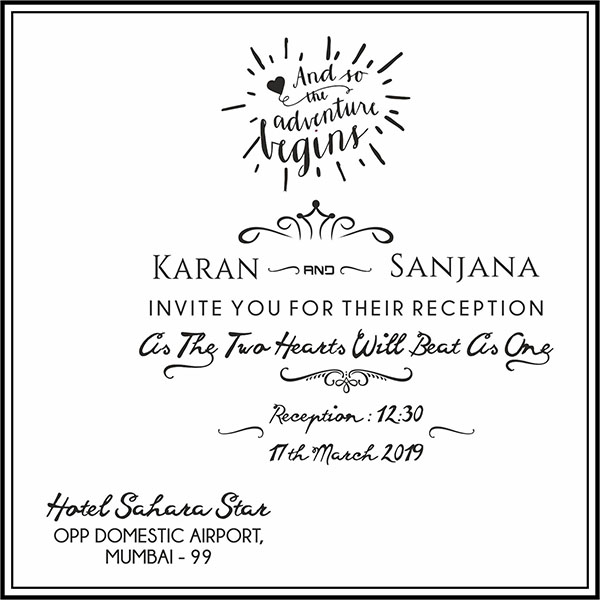 Wedding invitation card Crossfit Reception - Parekh Cards